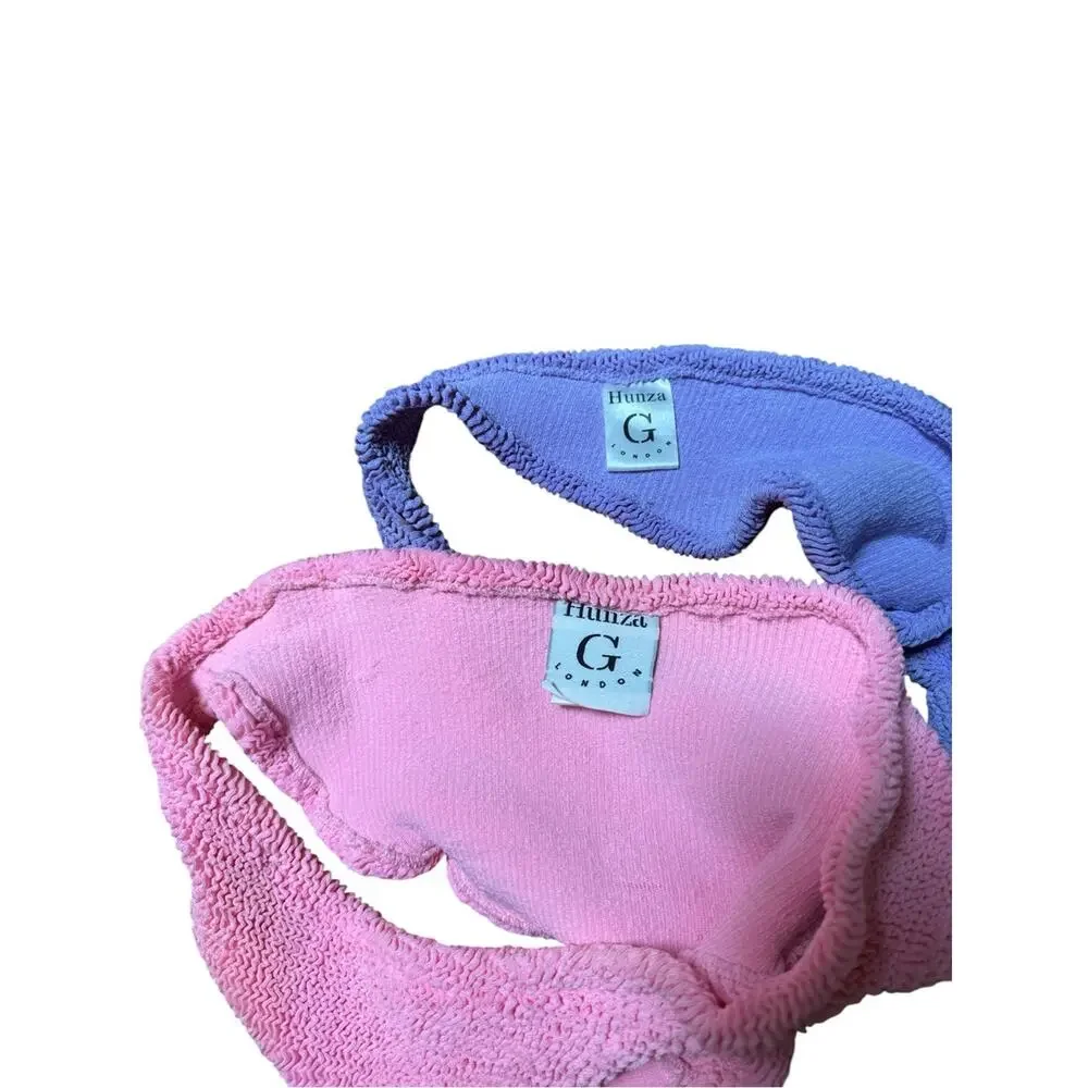 Hunza G Jean Duo Bikini Lilac Purple Bubblegum Pink Two Tone Set OS